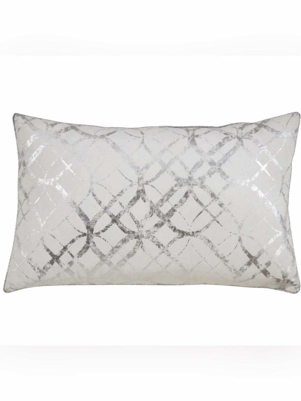 LUSTROUS Pillow Collection Metallic Foil Print Cover Silver 14” x 23” NEW NWT